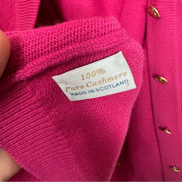 BERK Pink Cardigan Sweater V-Neck Knit Cashmere Scotland Medium Preppy Classic - Picture 10 of 10